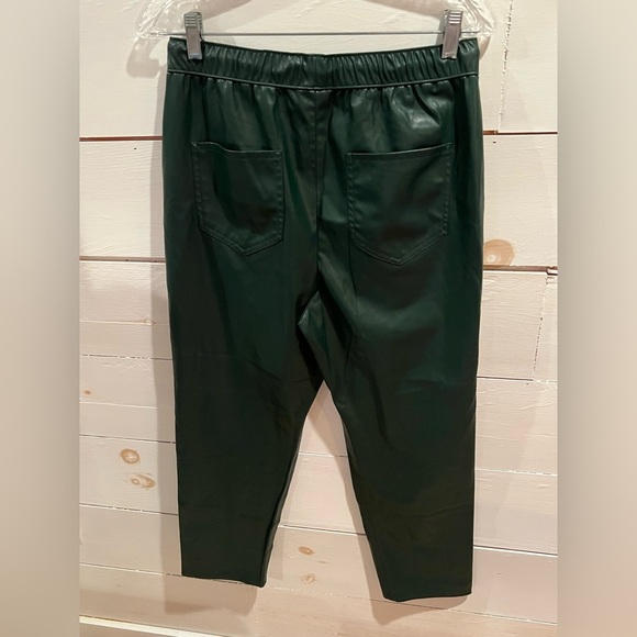Zara Size Green Faux Leather The Weekend Pants, size small, NWOT, drawstring - Picture 5 of 8